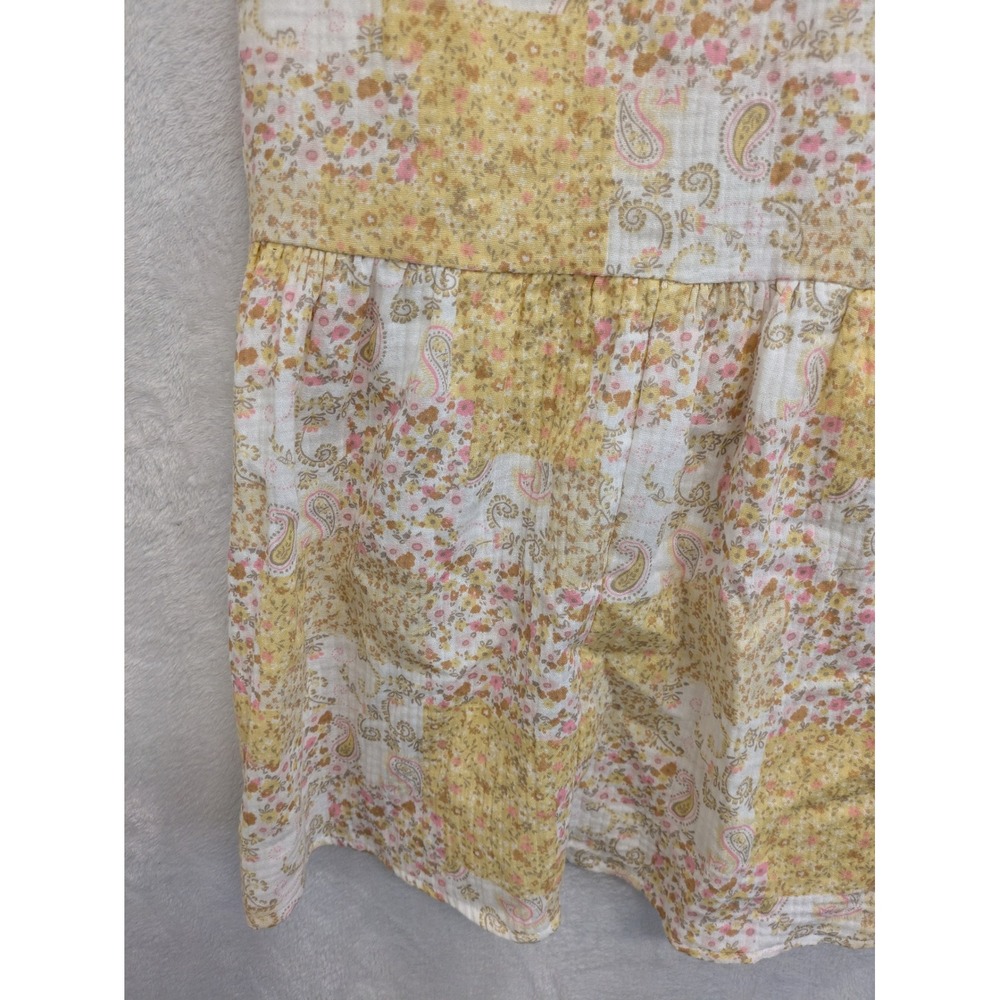 Floral Maxi Skirt Pastel Yellow White Elastic Waist Flowy Lined Summer Spring L - Picture 3 of 7